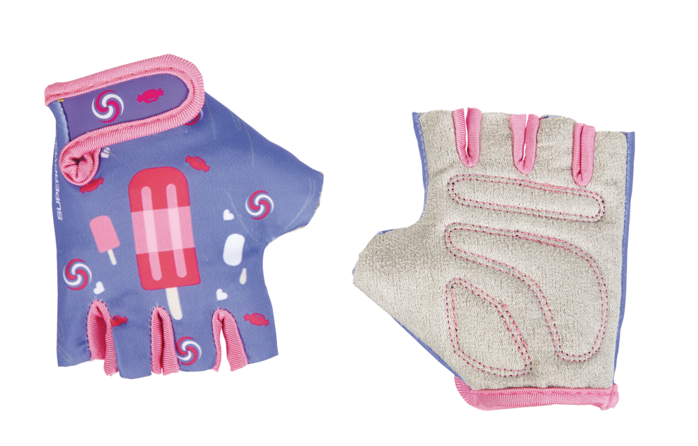 Supercycle Fingerless Lycra Kids' Cyling/Bike Gloves, Purple, Pink