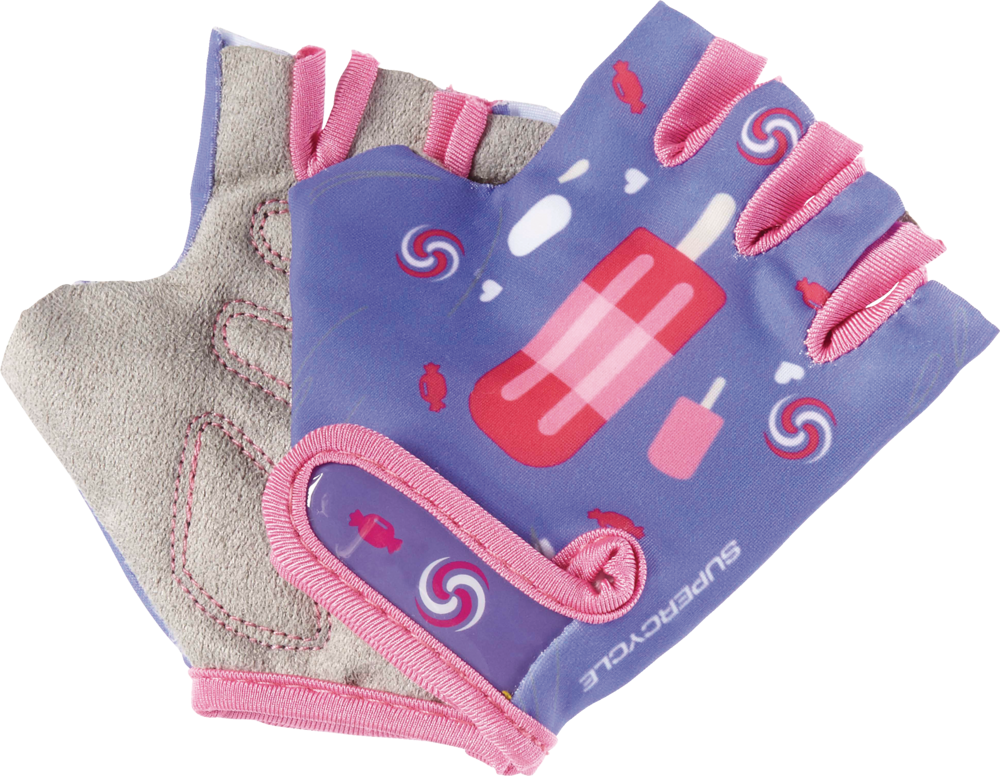 Supercycle Fingerless Lycra Kids' Cyling/Bike Gloves, Purple, Pink