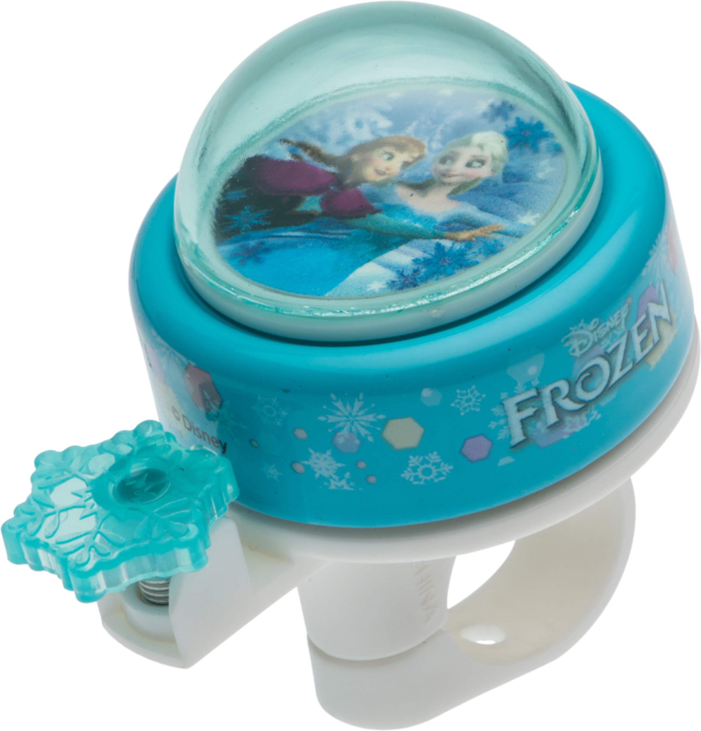 Disney Frozen Kids' Handlebar Bike Bell w/3D Spinning Top For Bicycles, Trikes & Scooters, Loud Ring, Blue Back_Angled_Right