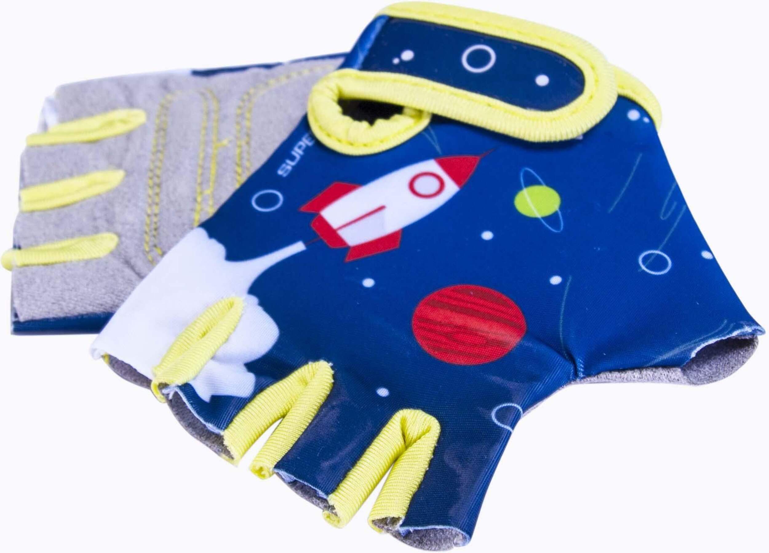 Supercycle Comfort Fingerless Lycra Kids' Cyling/Bike Gloves w/Velcro Closures, Blue Composite_or_Mixed