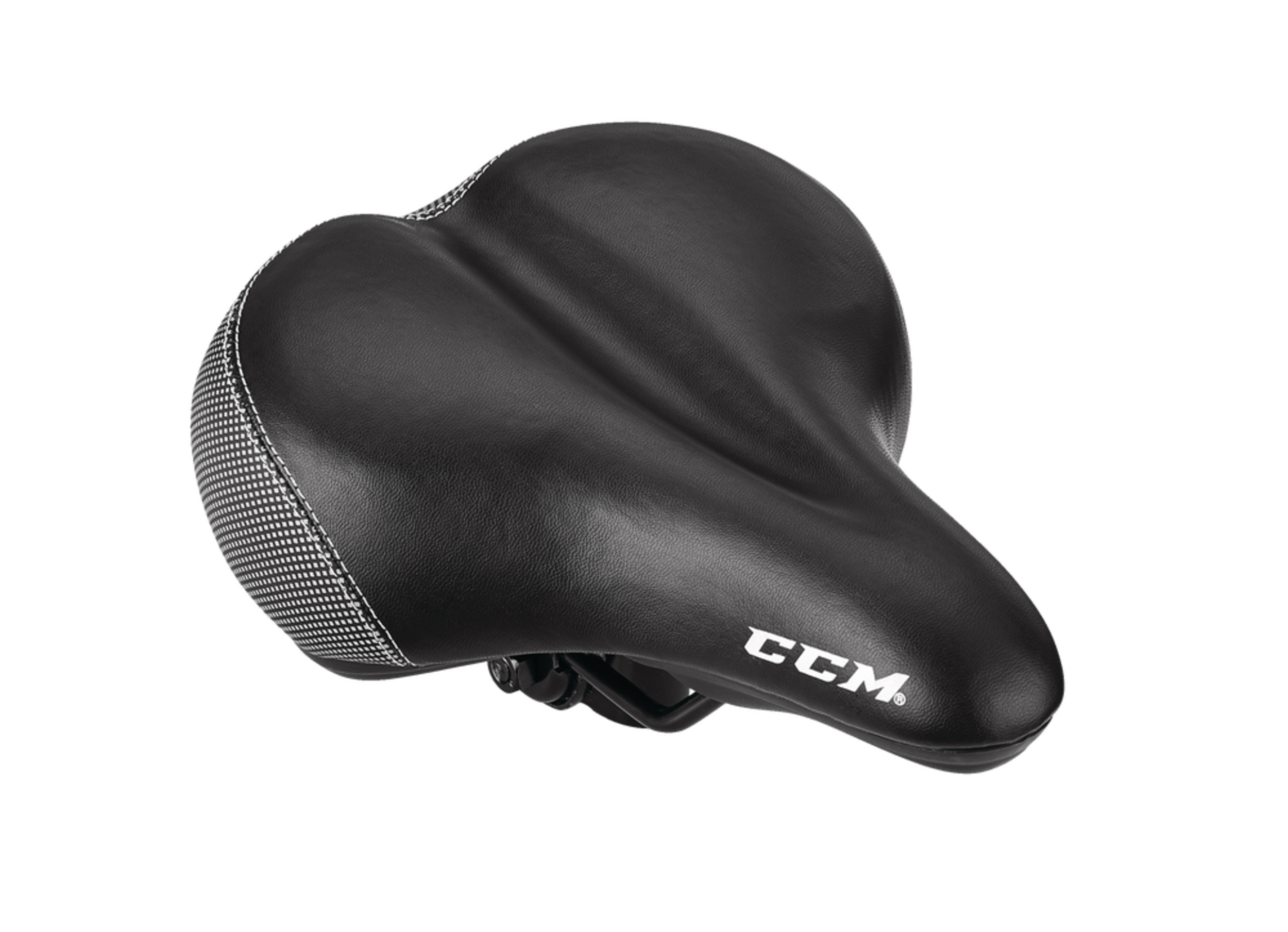 CCM High Visibility Memory Foam Bike Seat/Saddle, Waterproof, Black Front_Angled_Right