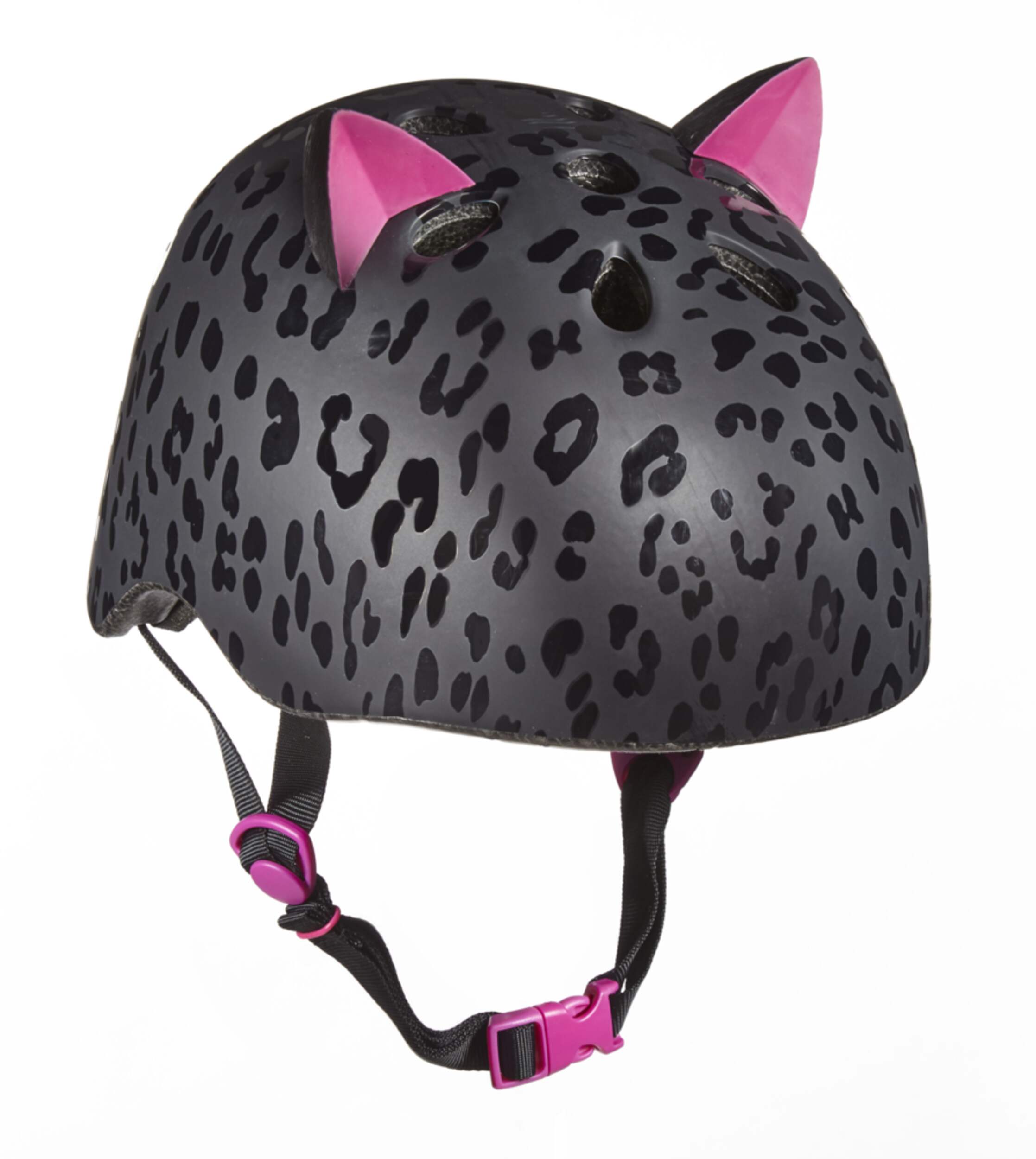 Raskullz Youth Bike Helmet with Adjustable Straps, Black/Pink, Ages 8+ Front_Angled_Right