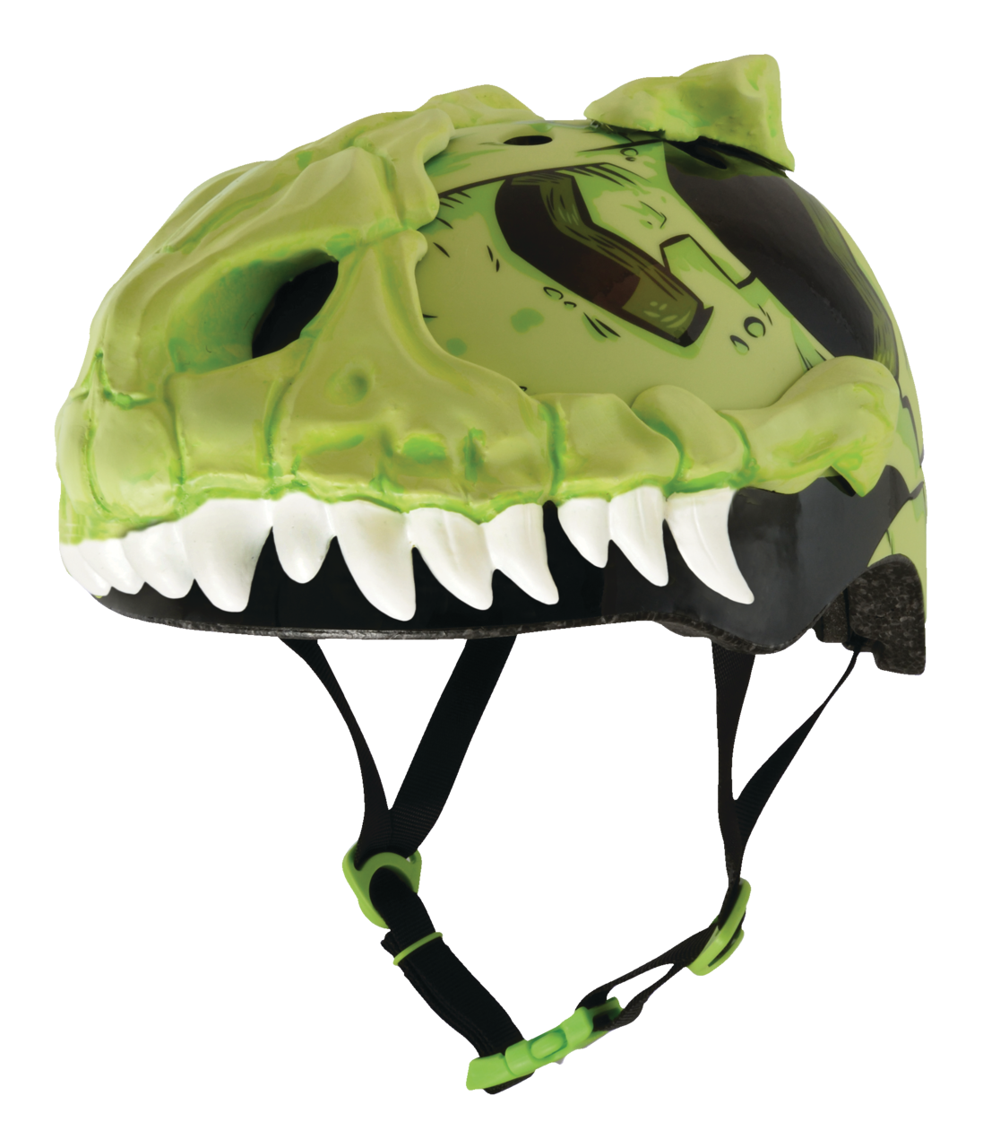 Raskullz T-Bone Multi-Sport Kids' Bike Helmet w/Adjustable Straps, Green, Ages 5-13 Front_Angled_Left