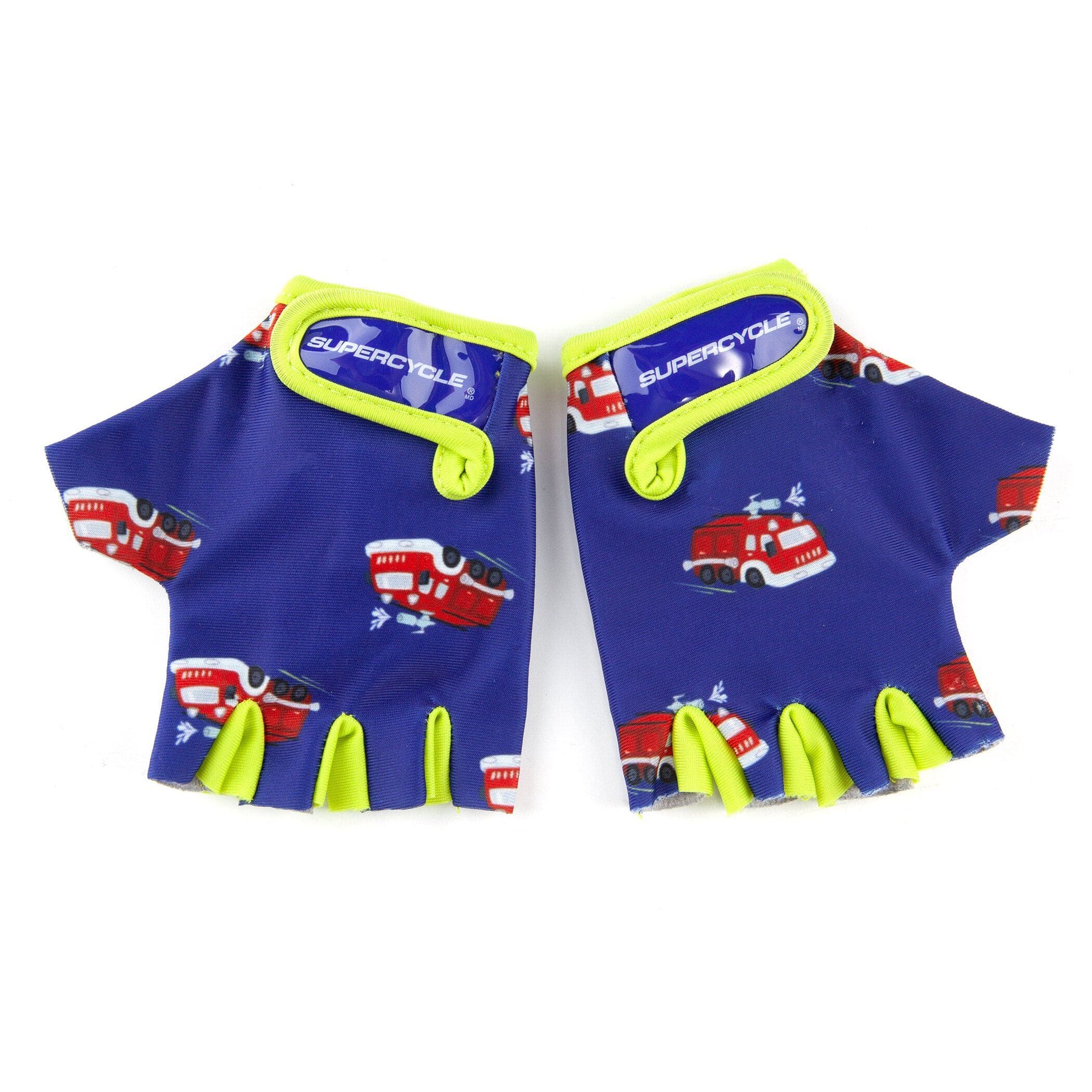 Supercycle Kids Velcro Half Finger Bike Gloves Blue