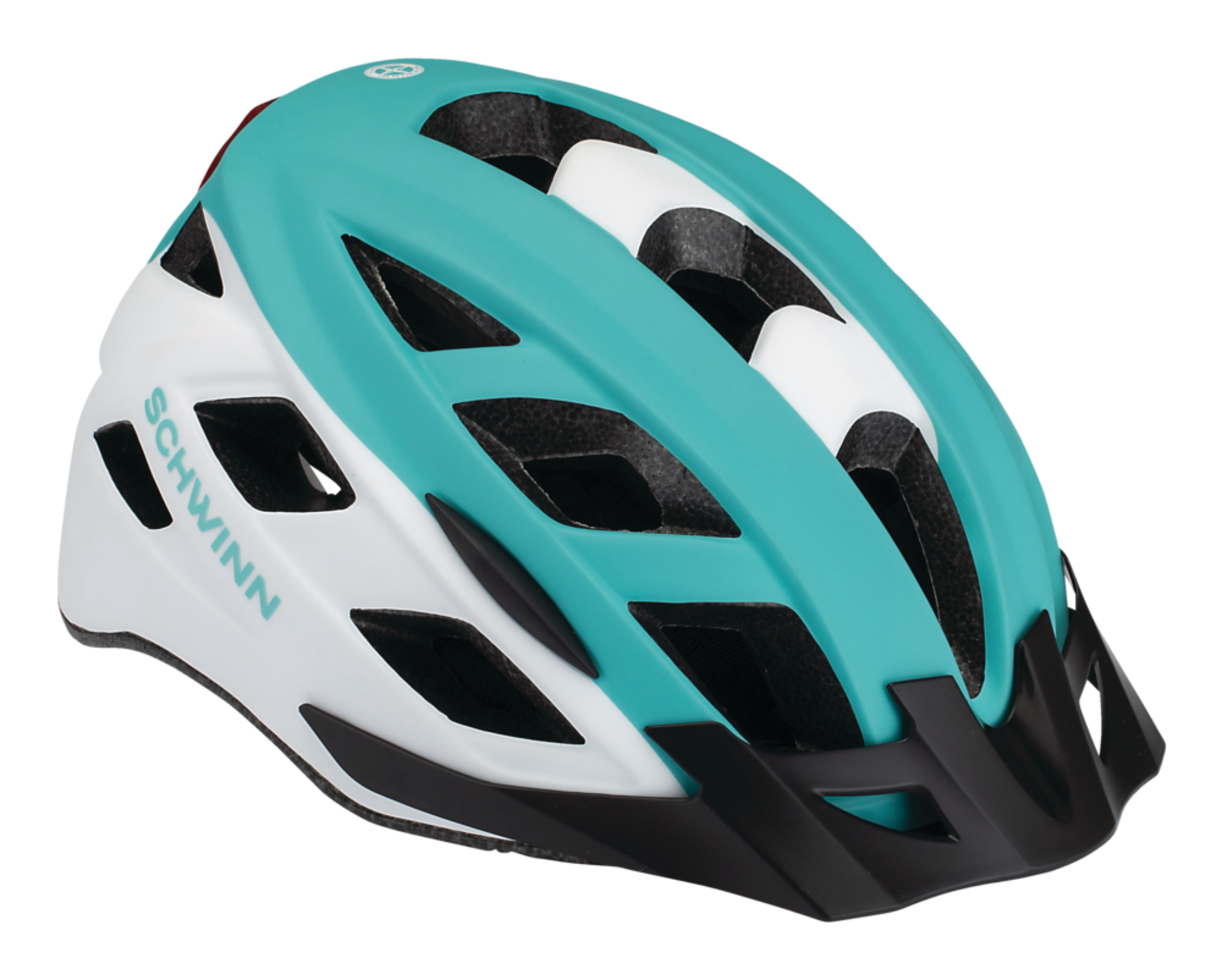 Schwinn Flash Adult Bike Helmet w/Adjustable Straps & Removable Visor, Teal, Ages 14+ Front_Angled_Right
