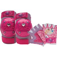 Disney Princess Kids' Protective Gear Bike Set with Padded Gloves, Purple