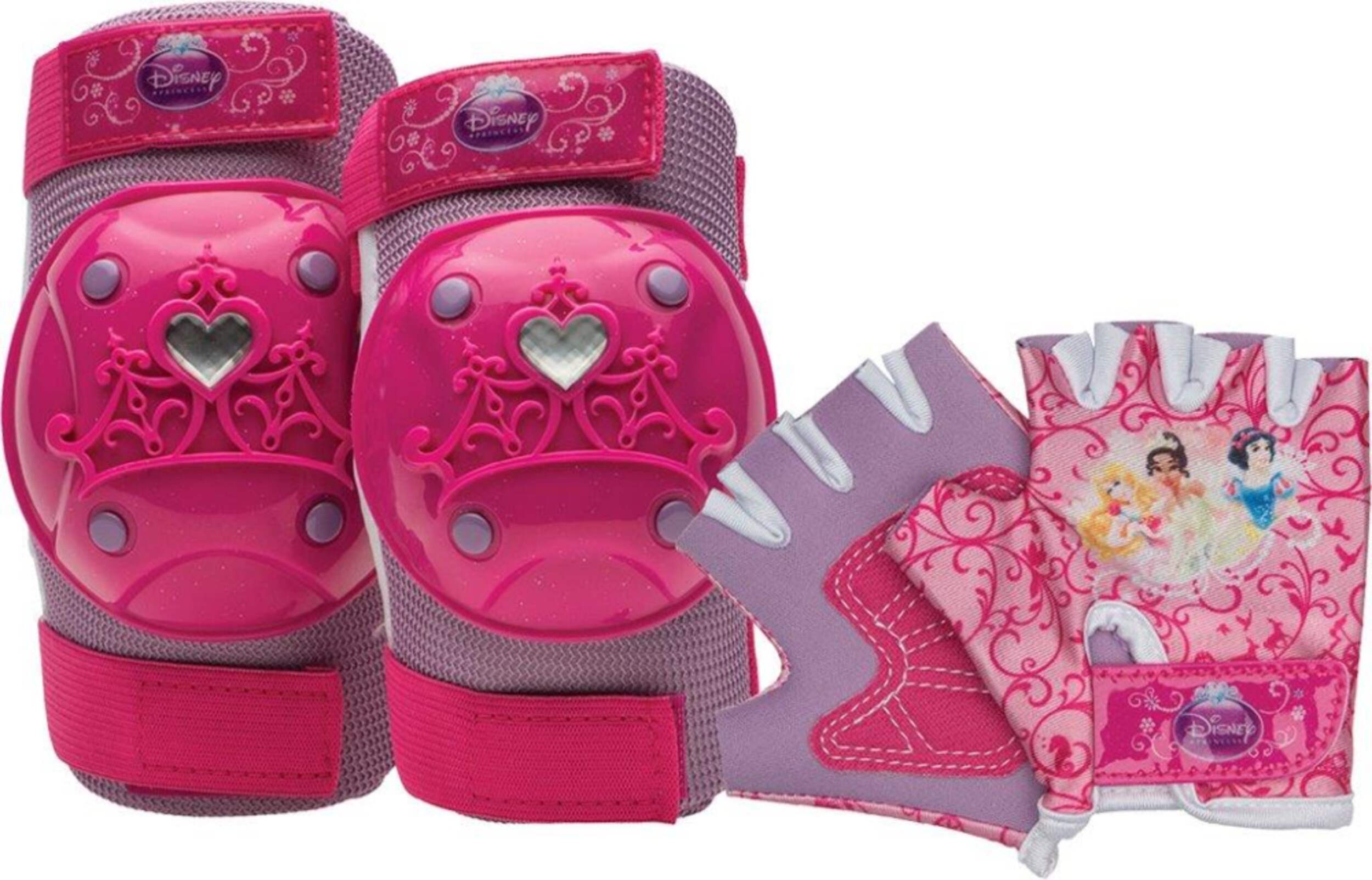 Disney Princess Kids' Protective Gear Bike Set with Padded Gloves, Purple Composite_or_Mixed