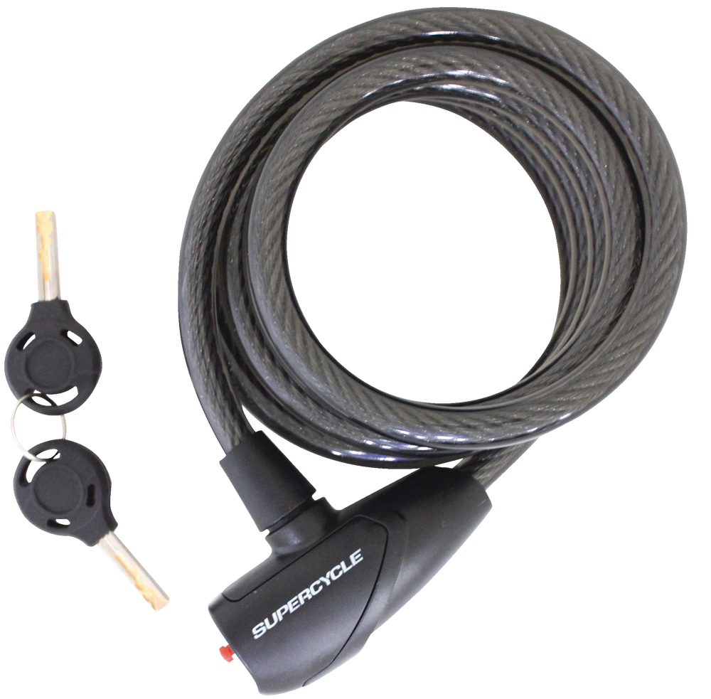 Supercycle Bike Lock Cable w/2 Keys, AntiTheft, Black, 10mm x 5ft
