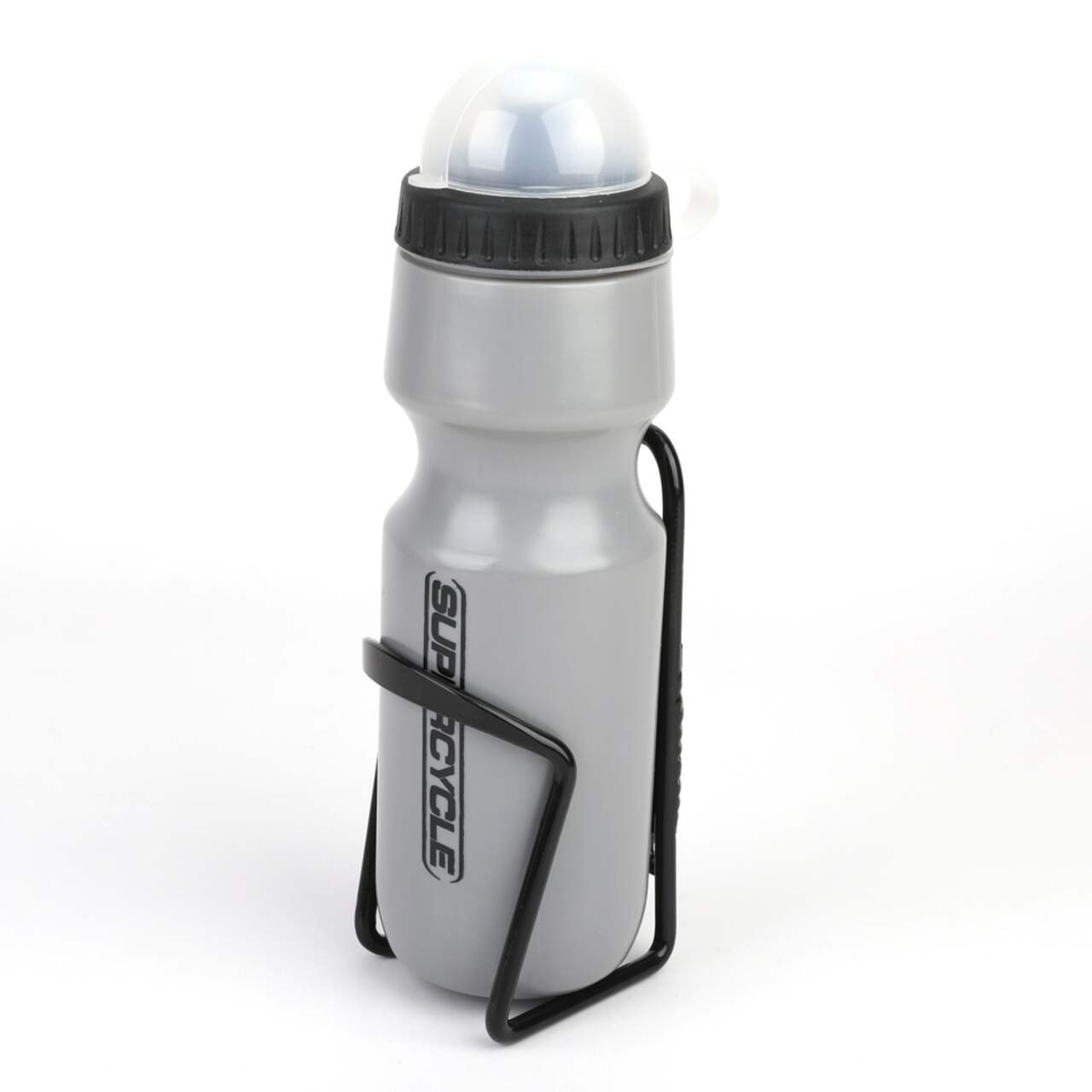 Supercycle Wide Mouth Self-Sealing Bike Water Bottle w/Cage/Holder
