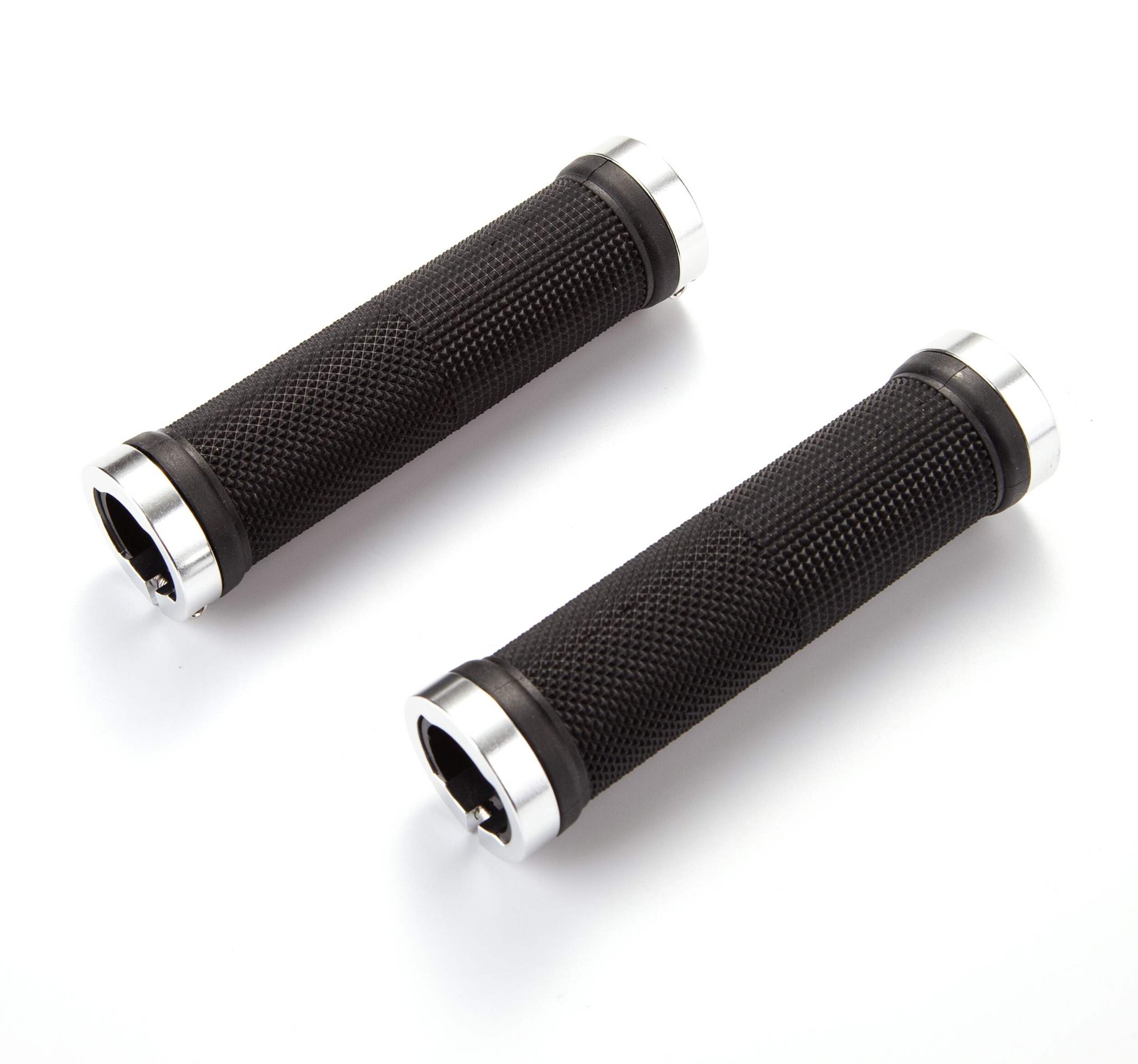 Raleigh Lock-On Alloy Bike Handlebar Grips, Black, 130-mm Front_Three_Fourths_Angled_Right
