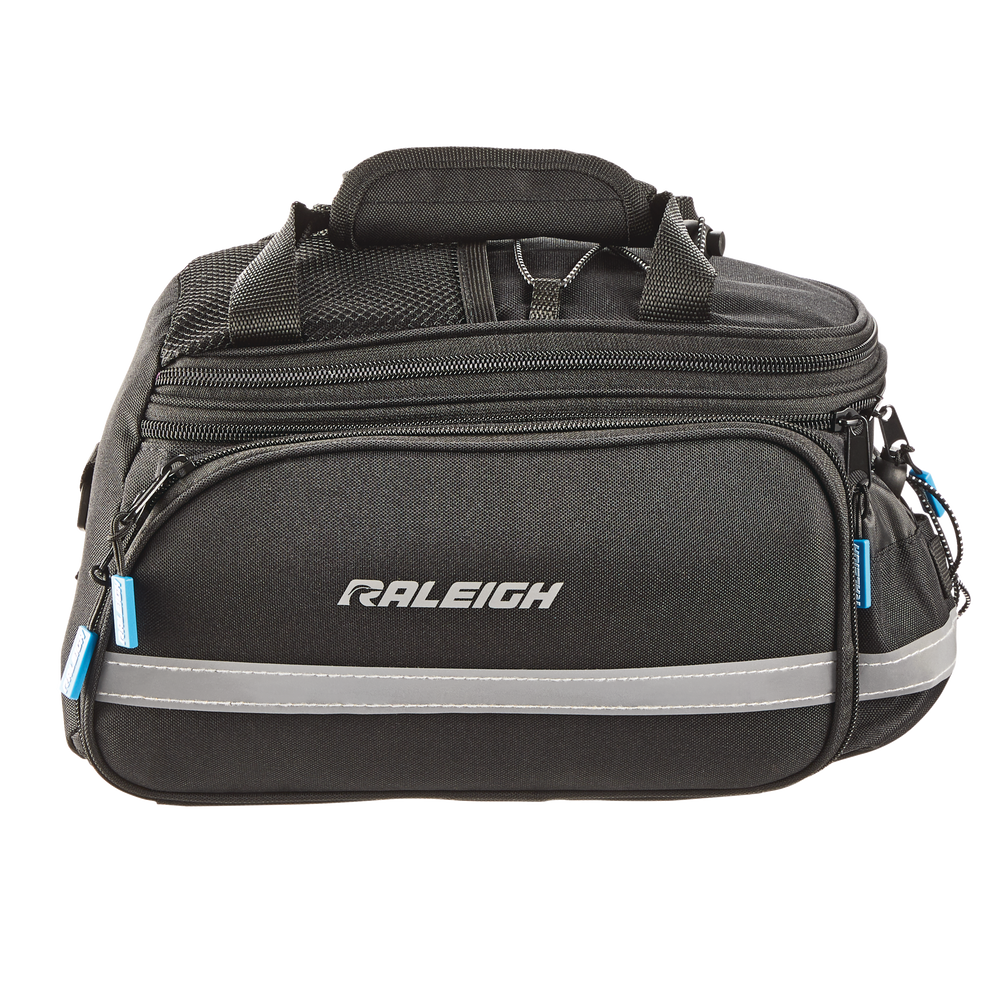 Raleigh Expandable Rack Top Bike Bag w/Removable Carry Strap & Reflective Strip, Black