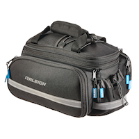 Raleigh Expandable Rack Top Bike Bag w/Removable Carry Strap & Reflective Strip, Black