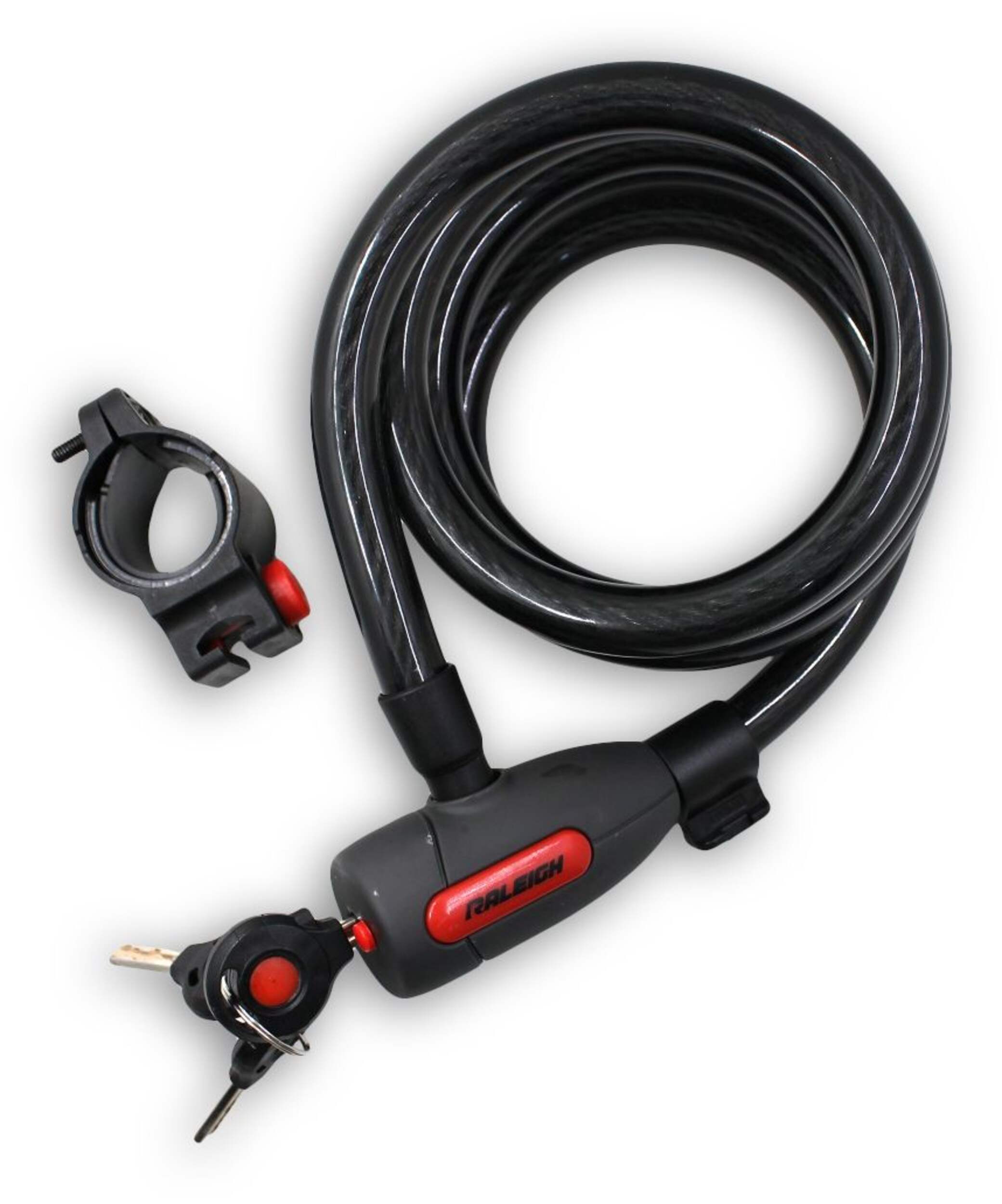Raleigh Rubberized Bike Lock Cable with 3 Keys, Grey, 15-mm x 6-ft Overhead_Flat