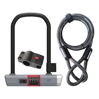 Raleigh Steel Bike U-Lock Cable Combo with Mounting Bracket & Velcro, Grey, 9-in