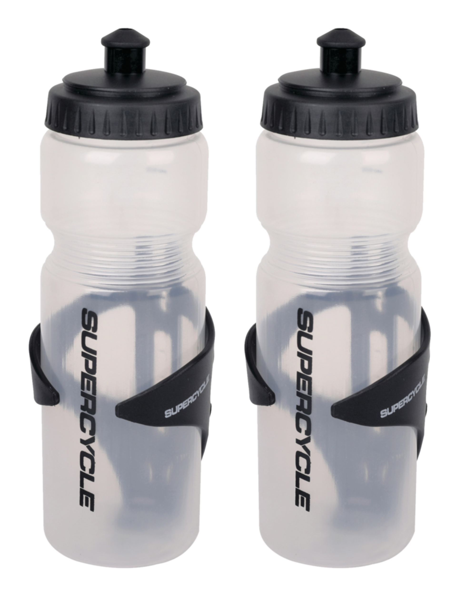 Supercycle Bike Water Bottle Value Pack, BPA Free, Clear, 23.6-oz, 2-pk Front_Three_Fourths_Angled_Left