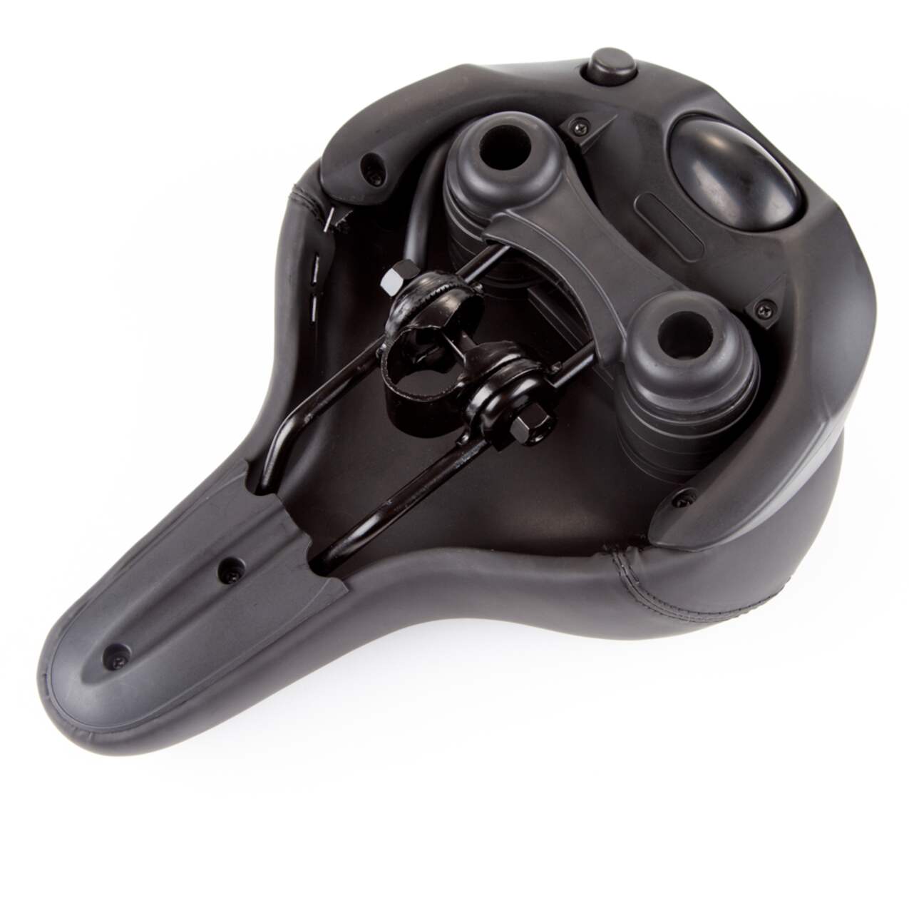 Raleigh Air Pump Ultra Foam Wide Bike Seat Saddle w Deflate Button Black Red Canadian Tire