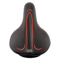 Raleigh Air Pump Ultra Foam Wide Bike Seat/Saddle w/Deflate Button, Black/Red Overhead_Flat