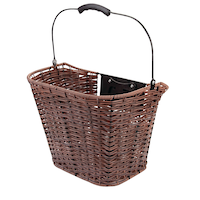 Raleigh Market Wicker Front Bike Basket w/Vinyl-Coated Hooks, Brown