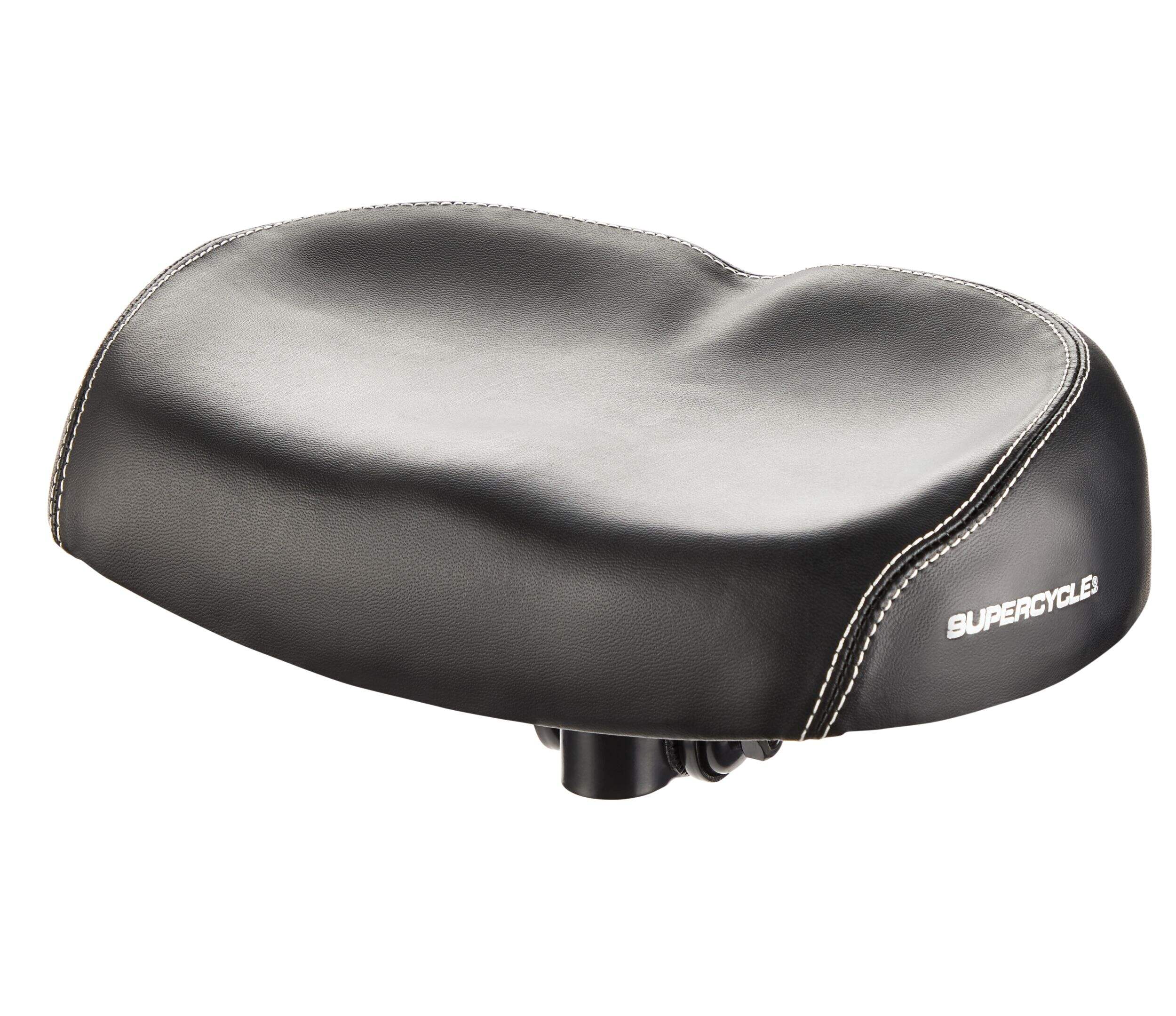 Selle/siège de vélo ergonomique Supercycle en mousse sans pression, noir Front_Three_Fourths_Angled_Left