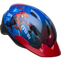 Marvel Spiderman Kids' Bike Helmet w/Adjustable Straps, Blue/Red, Ages 5-13 Front_Three_Fourths_Angled_Right