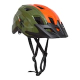 Raleigh Quest Adult Bike Helmet w/Adjustable Straps For Men, Orange/Green, Ages 18+ Front_Three_Fourths_Angled_Right