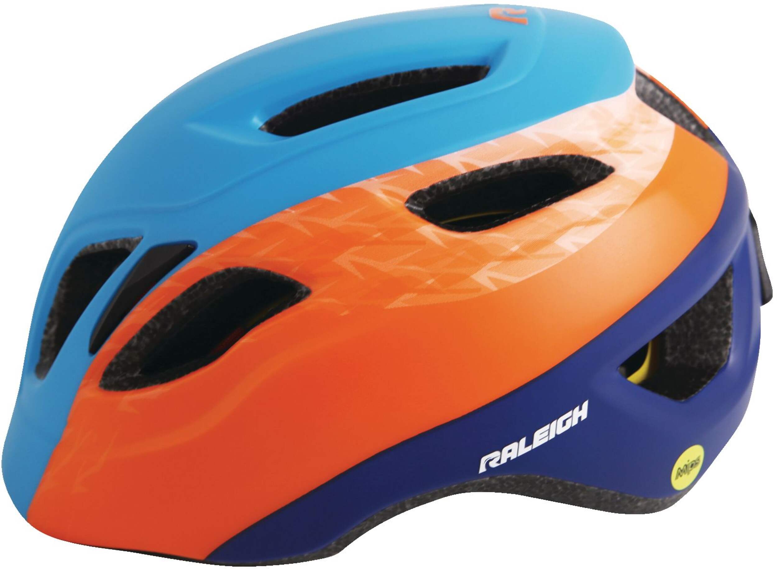 Raleigh Venture MIPS Road Bike Helmet, Child, Blue/Orange Front_Three_Fourths_Angled_Left