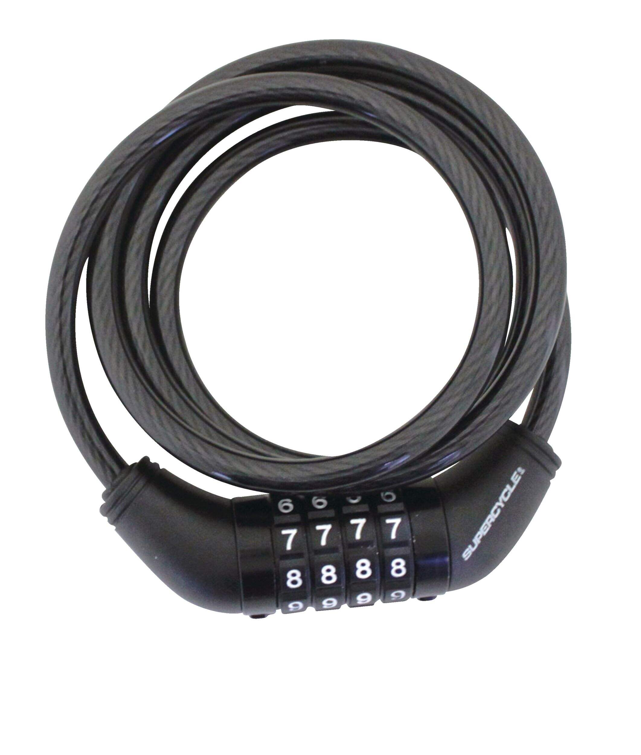 Supercycle Steel Bike Lock Cable w/Resettable 4Digit Dial Combination