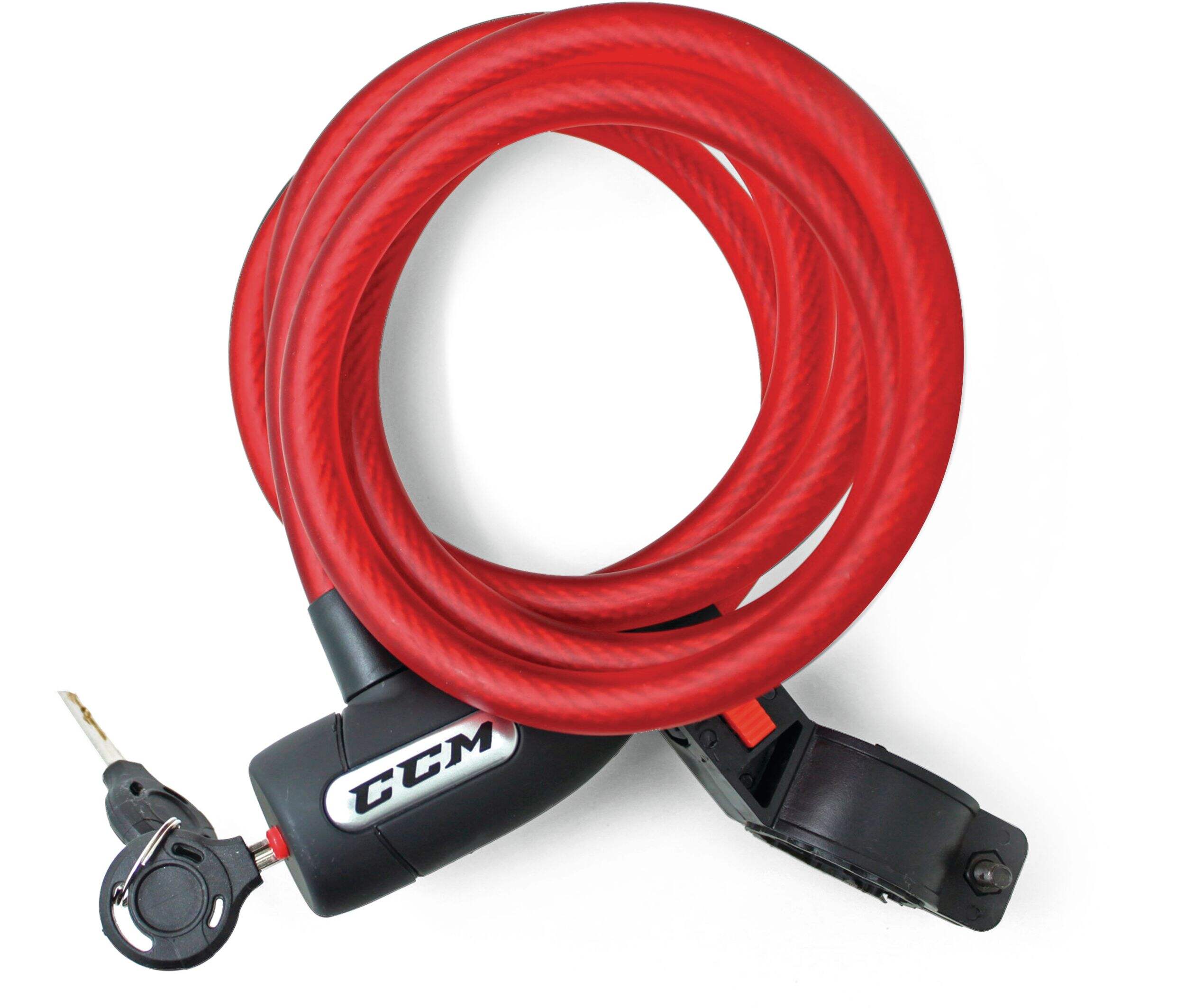 CCM Bicycle Key Lock, 6-ft, Red Overhead_Flat