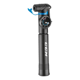 CCM 2-Stage Bike Frame Pump w/Gauge & Mounting Bracket For Schrader & Presta Valves Head Front_Angled_Left
