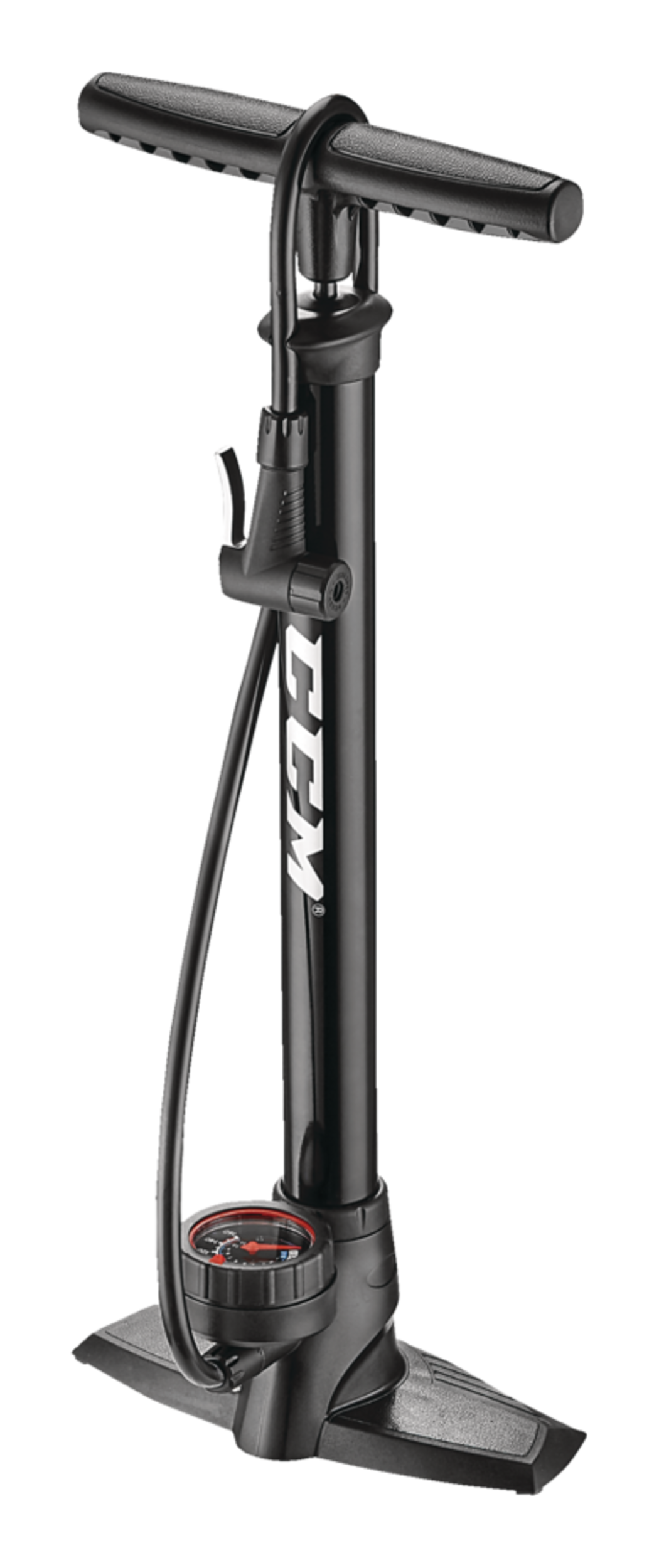CCM Floor Steel Bike Pump w/Gauge For Schrader, Presta & Dunlop Valves Head, 21-in Front_Angled_Left