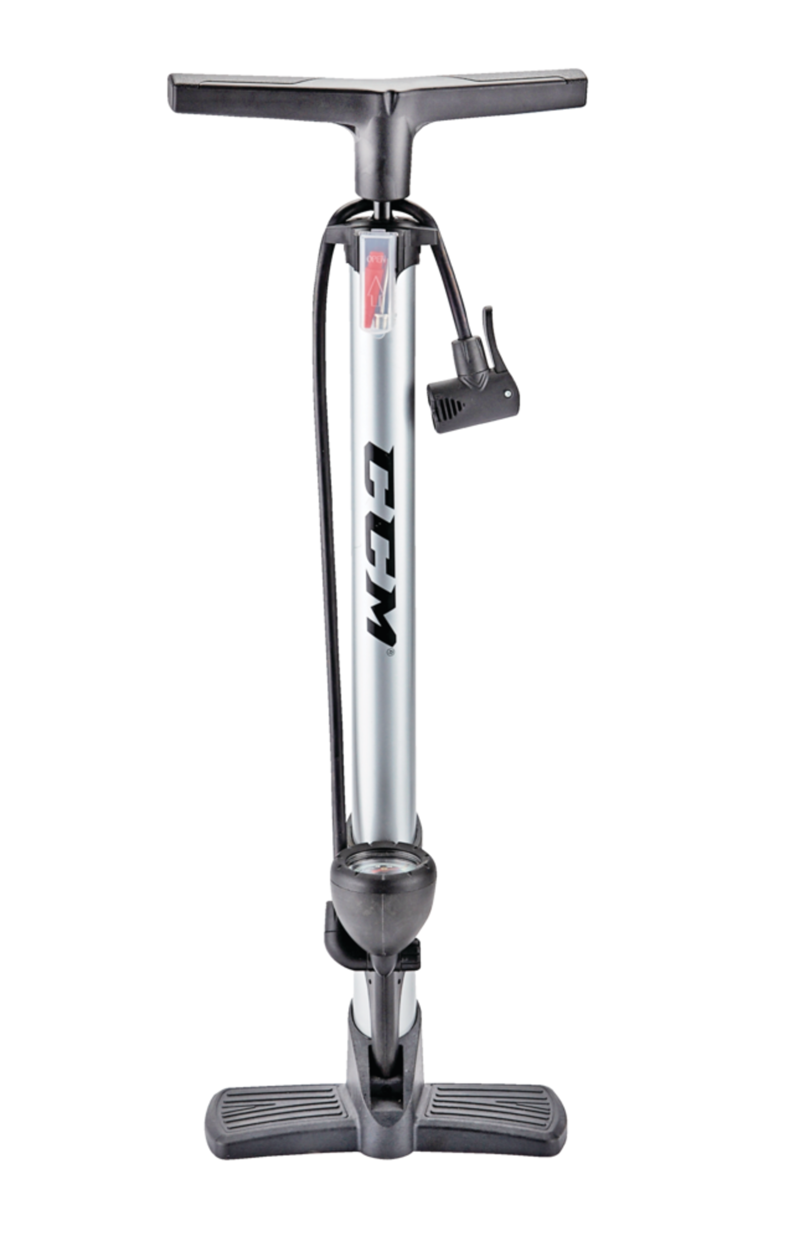 CCM Floor Bike Pump w/Gauge For Schrader & Presta Valves Head, 120 PSI Front_Flat