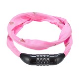 Supercycle Steel Kids' Bike Chain Lock w/Resettable 4-Digit Dial Combination, Pink, 2.1-in Overhead_Flat
