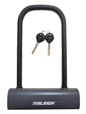 Raleigh Steel Bike U Lock with Alarm 9 in Brass Key Steel Grey