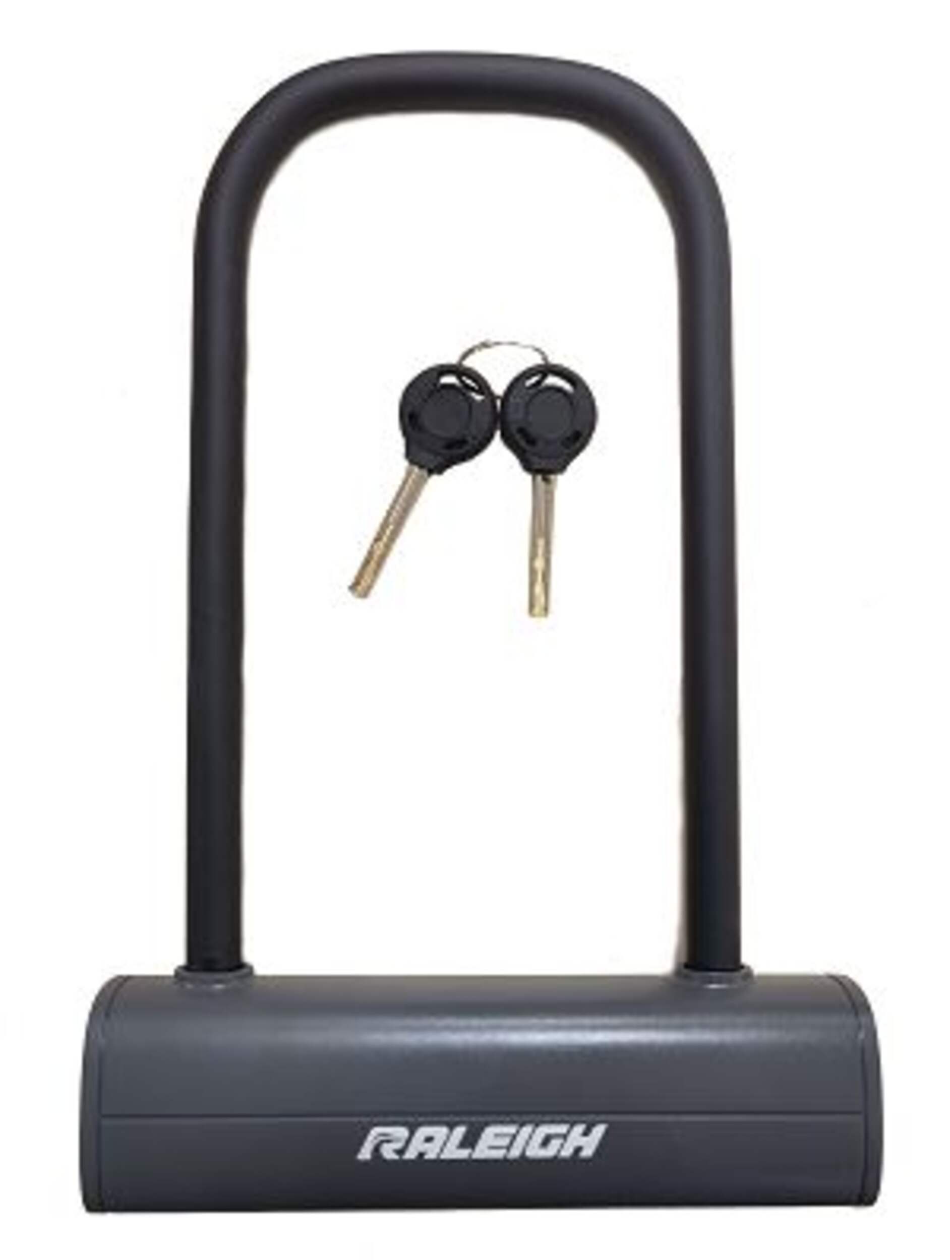 Raleigh Steel Bike U-Lock with Alarm, 9-in, Brass Key, Steel, Grey Front_Flat