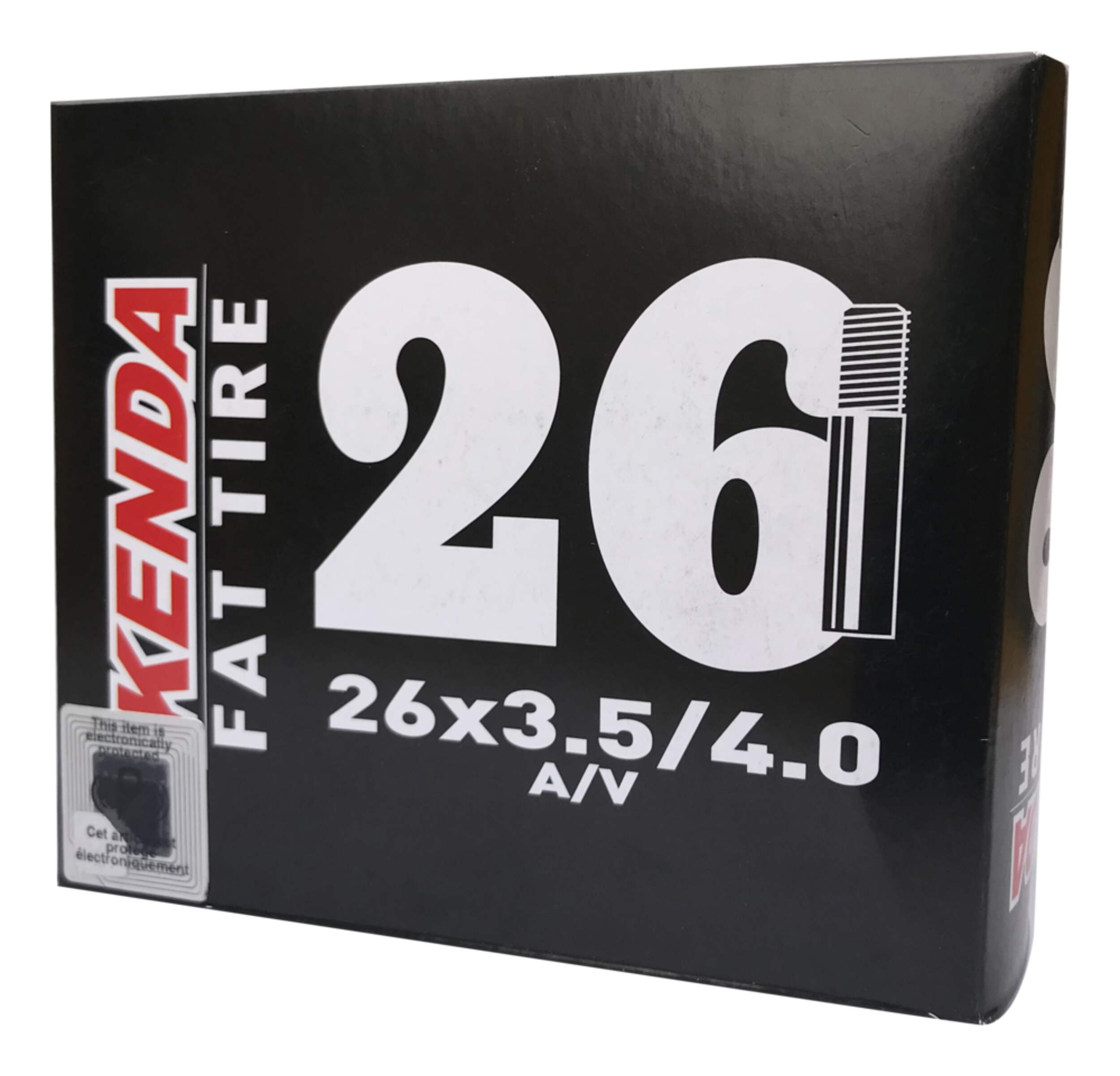Chambre à air standard pour vélo Kenda, valve Schrader 35 mm, 26 x 3,5 à 4,0 po Front_Angled_Left