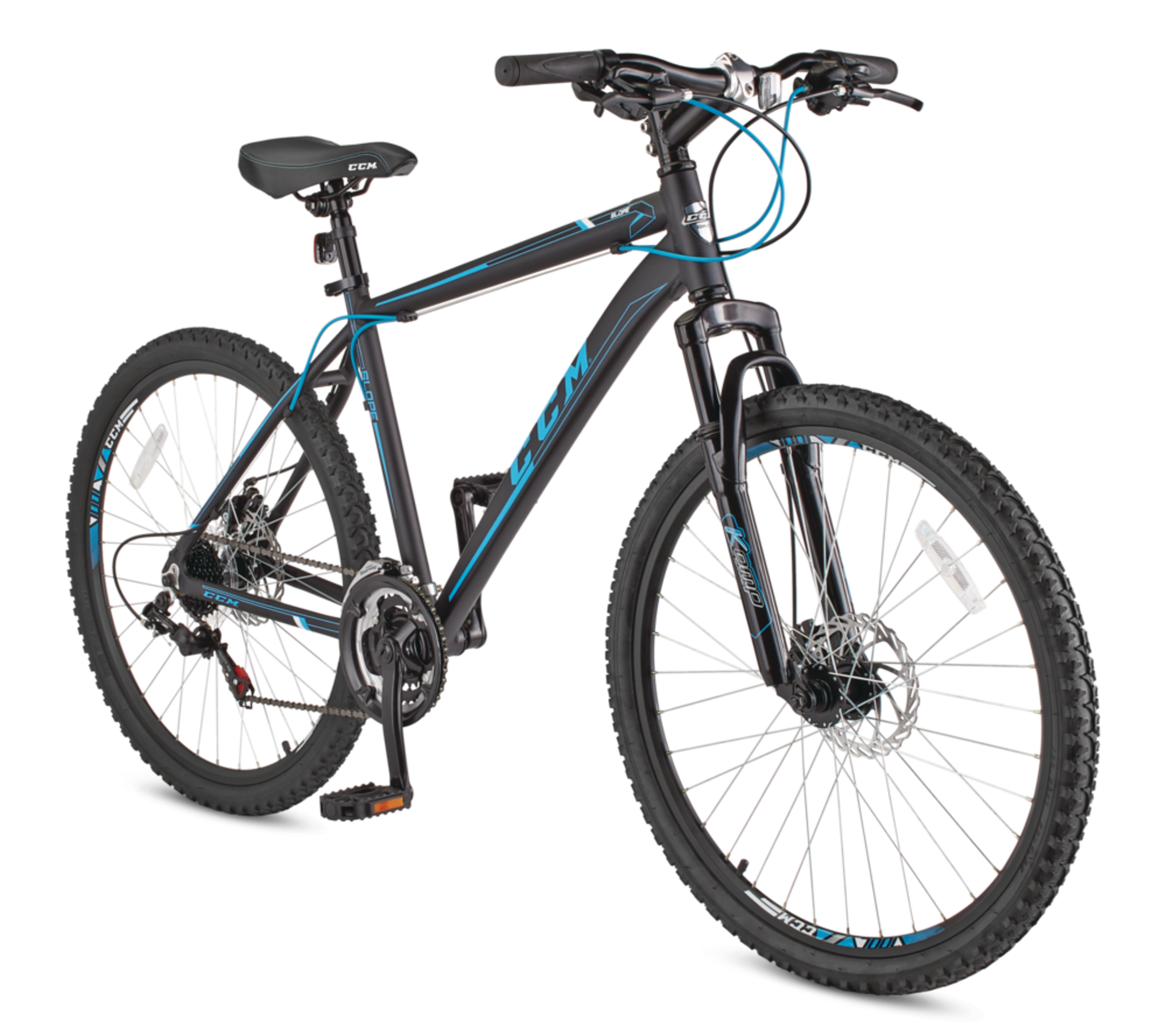 CCM Slope Hardtail Mountain Bike, Black, 21-Speed, 26-in Front_Three_Fourths_Angled_Right