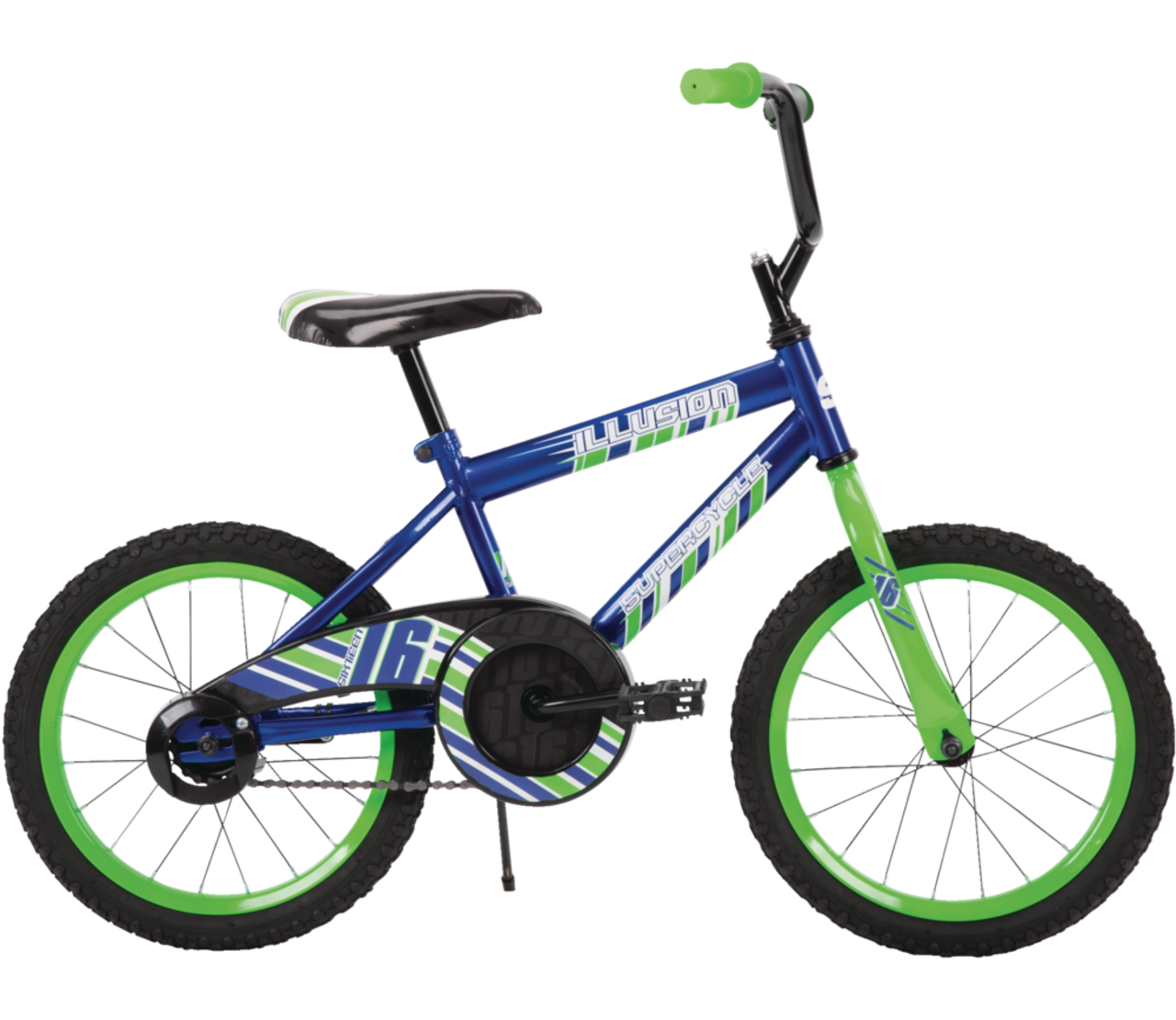 Vélo Supercycle Illusion pour enfants, 16 po, bleu/vert