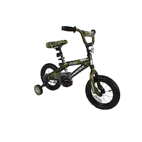 Supercycle Camo Kids Bike, 12-in Wheel, Green Front_Three_Fourths_Angled_Right