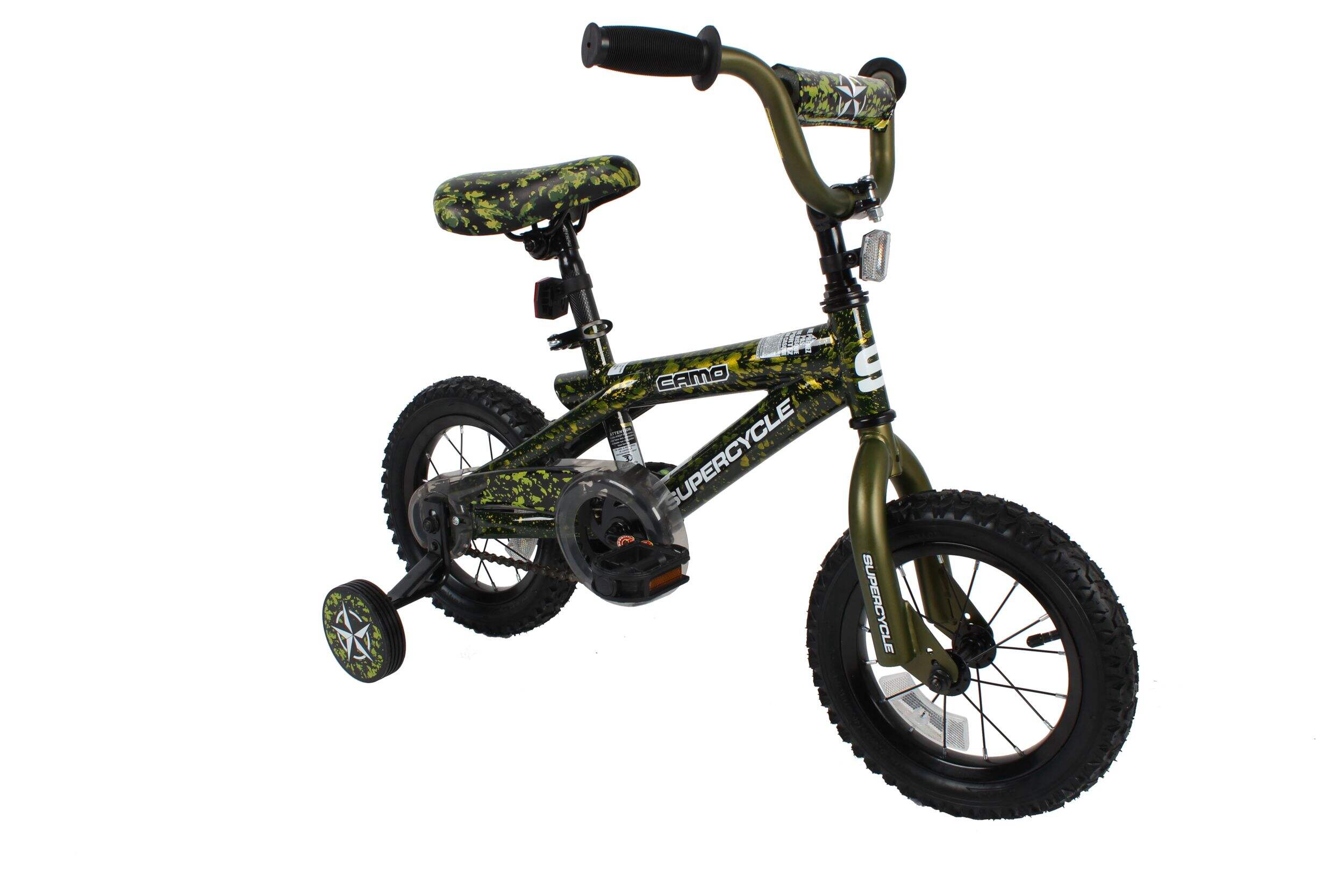 Vélo Supercycle Camo, enfants, roue de 12 po, vert Front_Three_Fourths_Angled_Right