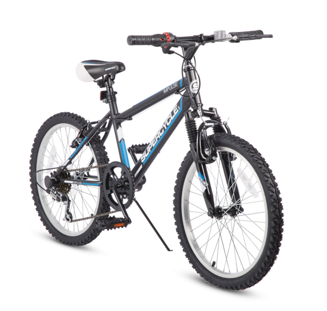 Supercycle Impulse Youth Hardtail Mountain Bike, 20-in, Black/Blue ...