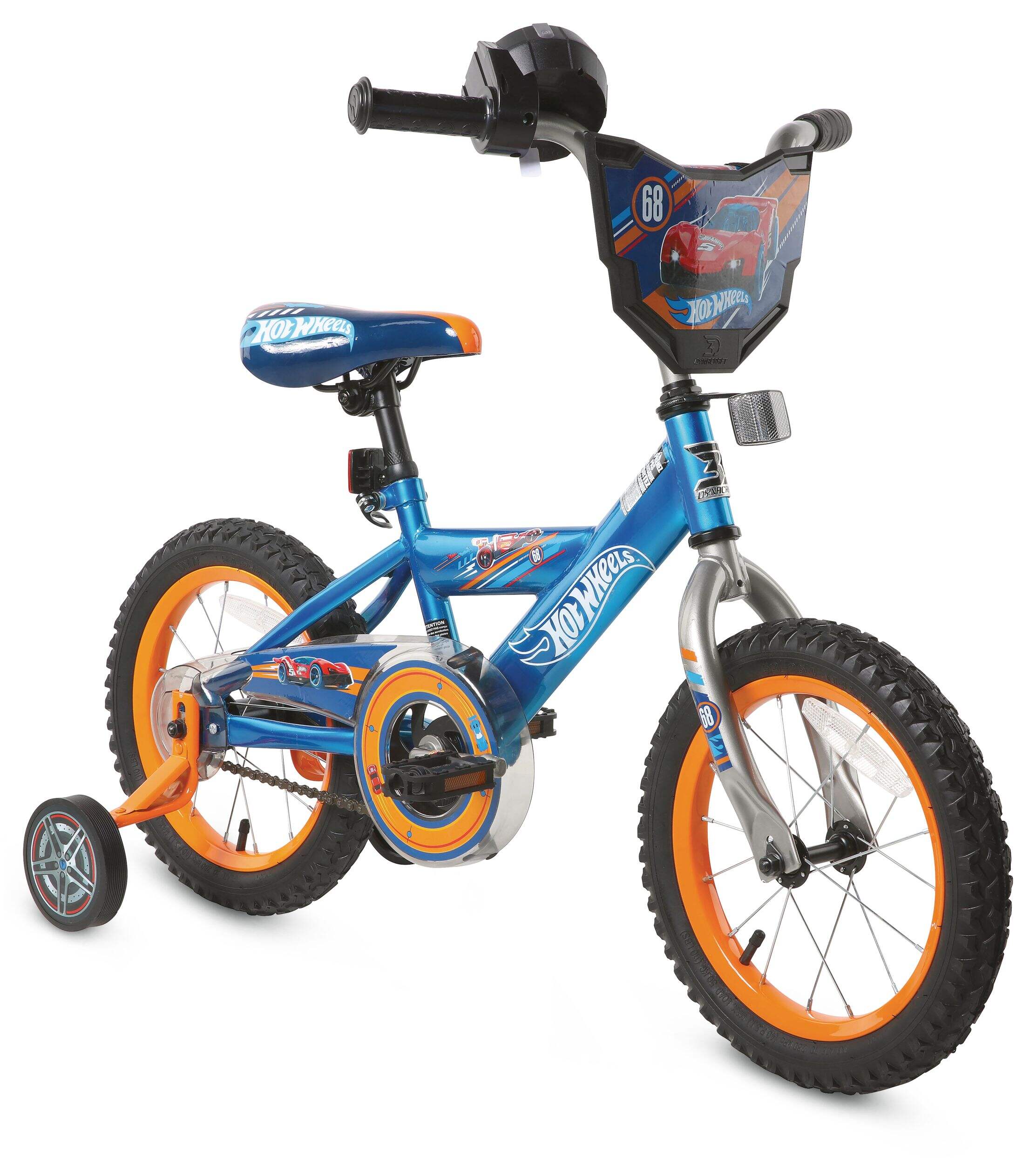 Hot Wheels Kids' Bike, 14-in Wheel, Blue Front_Three_Fourths_Angled_Right