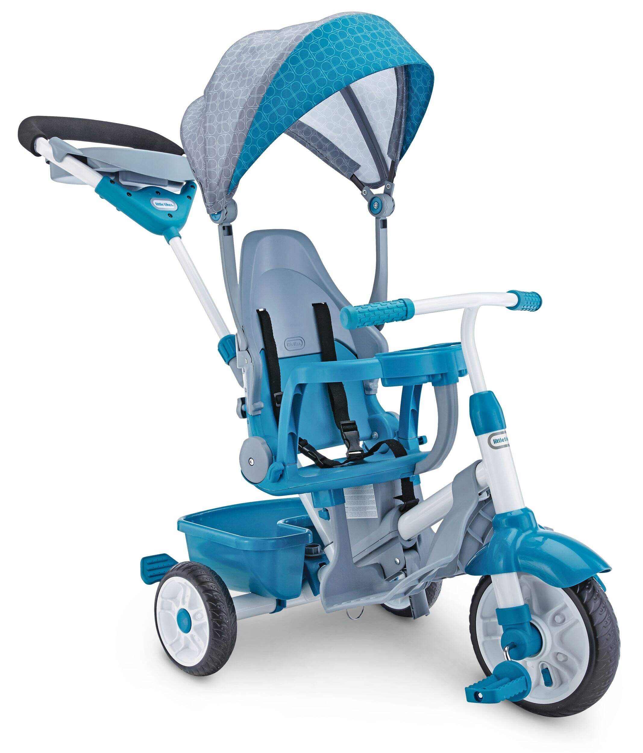 Poussette et tricycle Little Tikes Perfect Fit pour tout-petits 4-en-1, sarcelle Front_Three_Fourths_Angled_Right