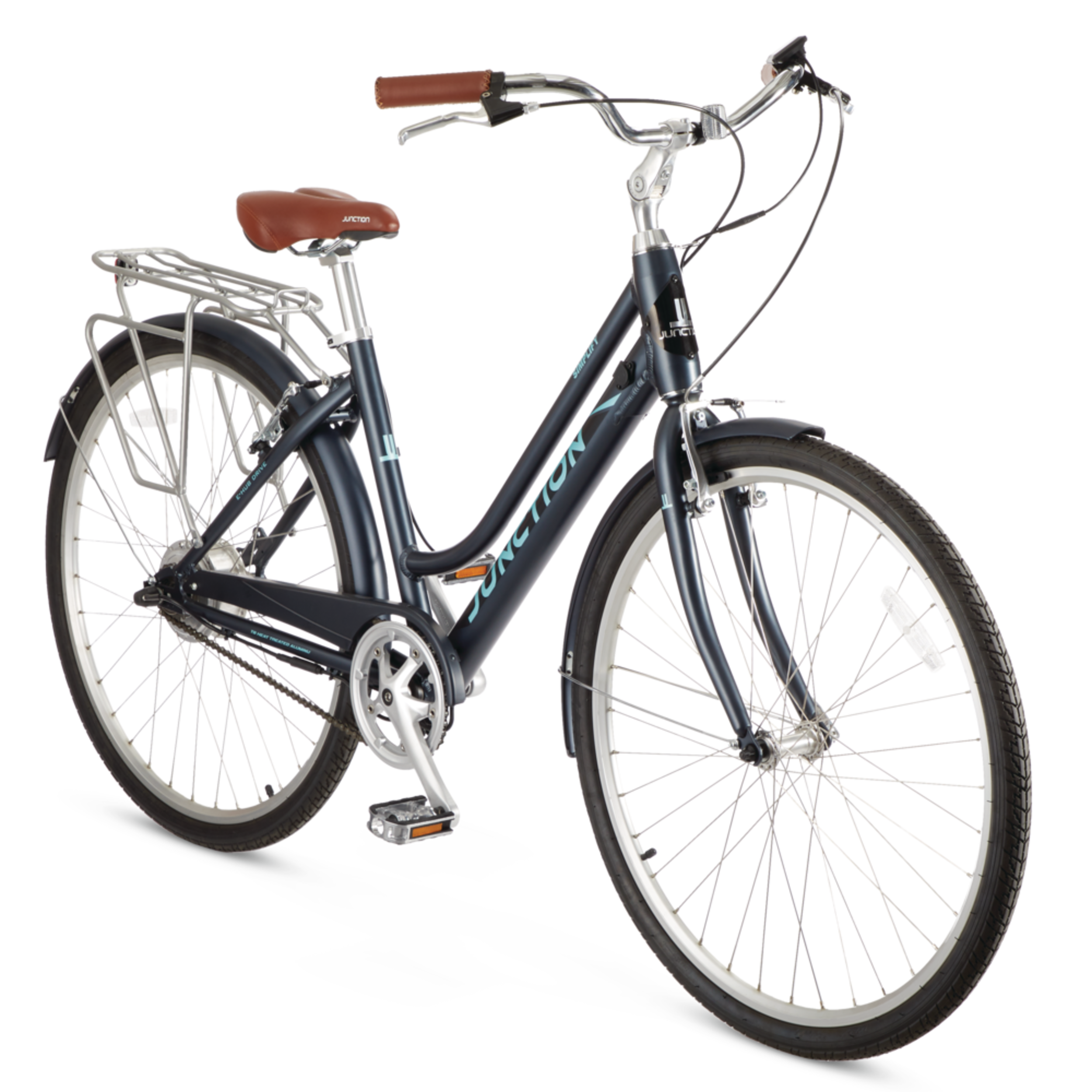Vélo électrique confortable Junction Simplify, 700C, bleu Front_Three_Fourths_Angled_Right