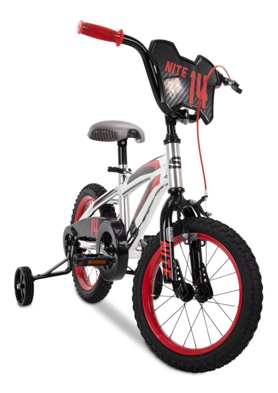 V lo Supercycle Nite Metaloid pour enfants 14 po argent rouge