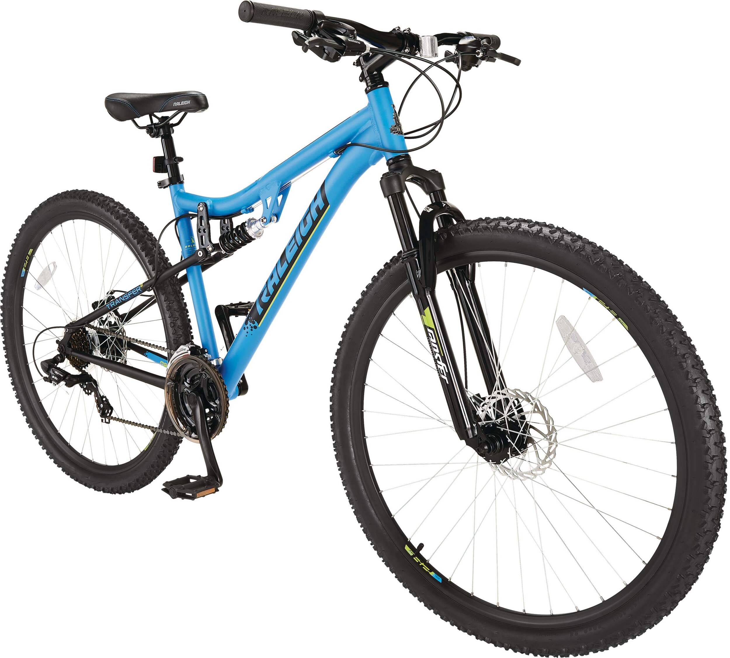 Raleigh Huck Dual-Suspension Mountain Bike,  29-in, Light Blue Front_Three_Fourths_Angled_Right