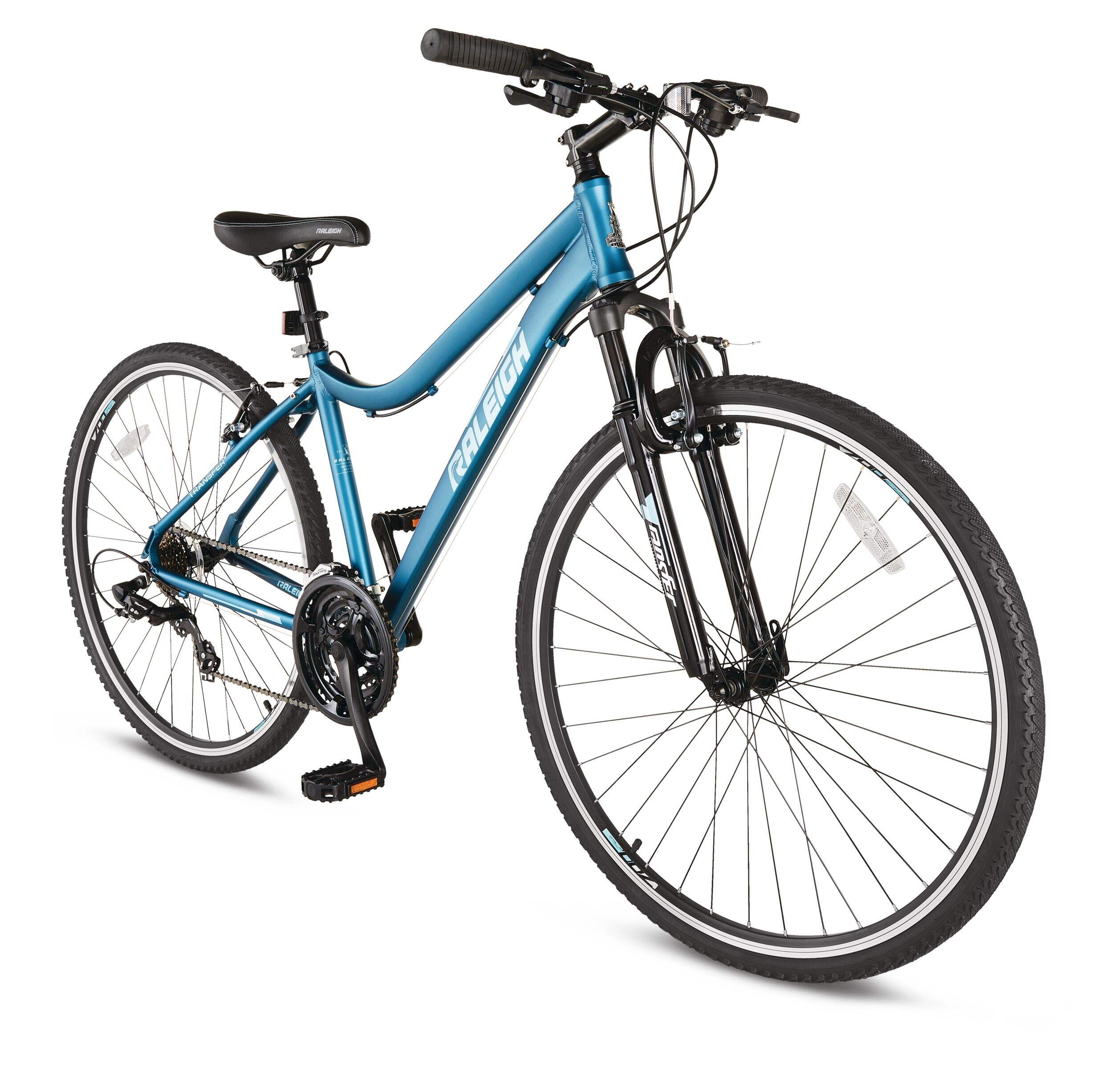 Raleigh Route Hybrid Bike, 700C, Teal Front_Three_Fourths_Angled_Right