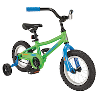 Raleigh Vibe Kids' Bike, 12-in Wheel, Green Front_Three_Fourths_Angled_Right