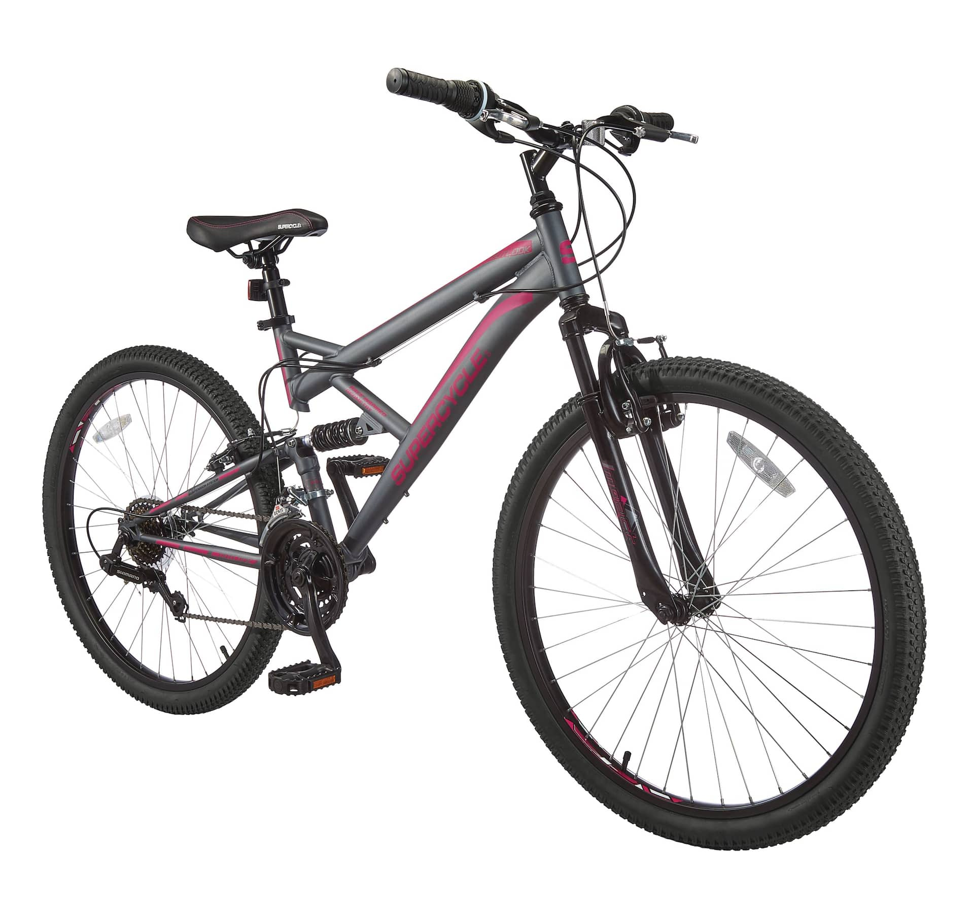 Supercycle Outlook Dual Suspension Mountain Bike 26 in Grey Pink Canadian Tire