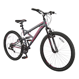 Vélo de montagne Supercycle Outlook, double suspension, roue de 26 po, gris/rose Front_Three_Fourths_Angled_Right