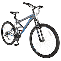 Vélo de montagne Supercycle Outlook, double suspension, roue de 27,5 po, gris/bleu Front_Three_Fourths_Angled_Right